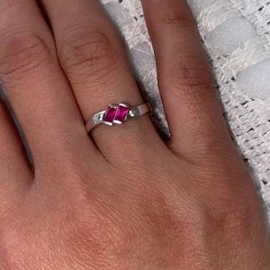 🪞 natural prism pink tourmaline gemstone ring 925 silver